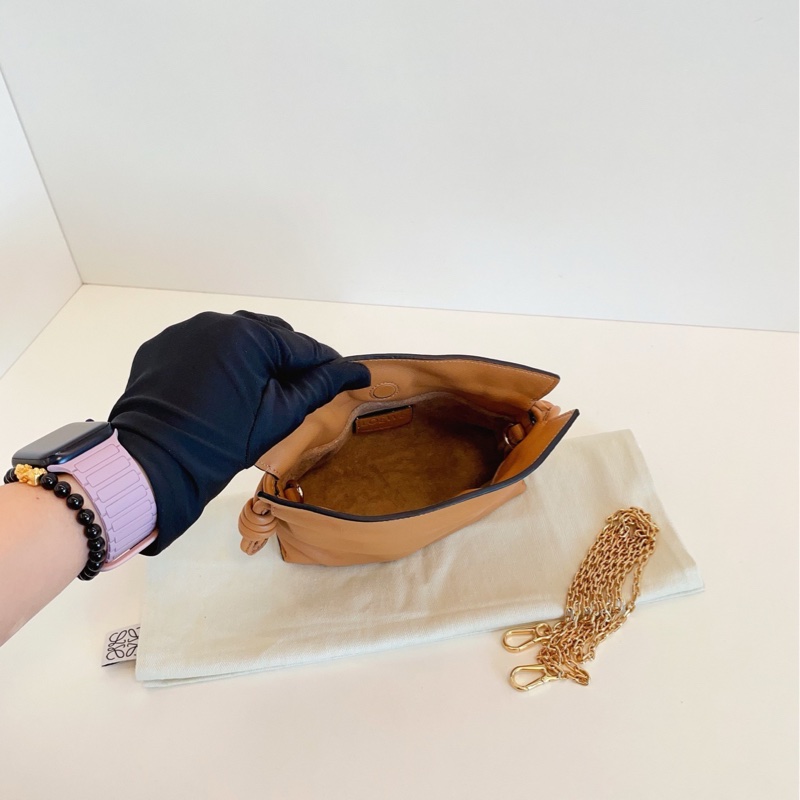 【閒置🆕】Loewe Flamenco nano 焦糖金全皮 抽繩小福袋 繩結包手提包 斜挎包-7