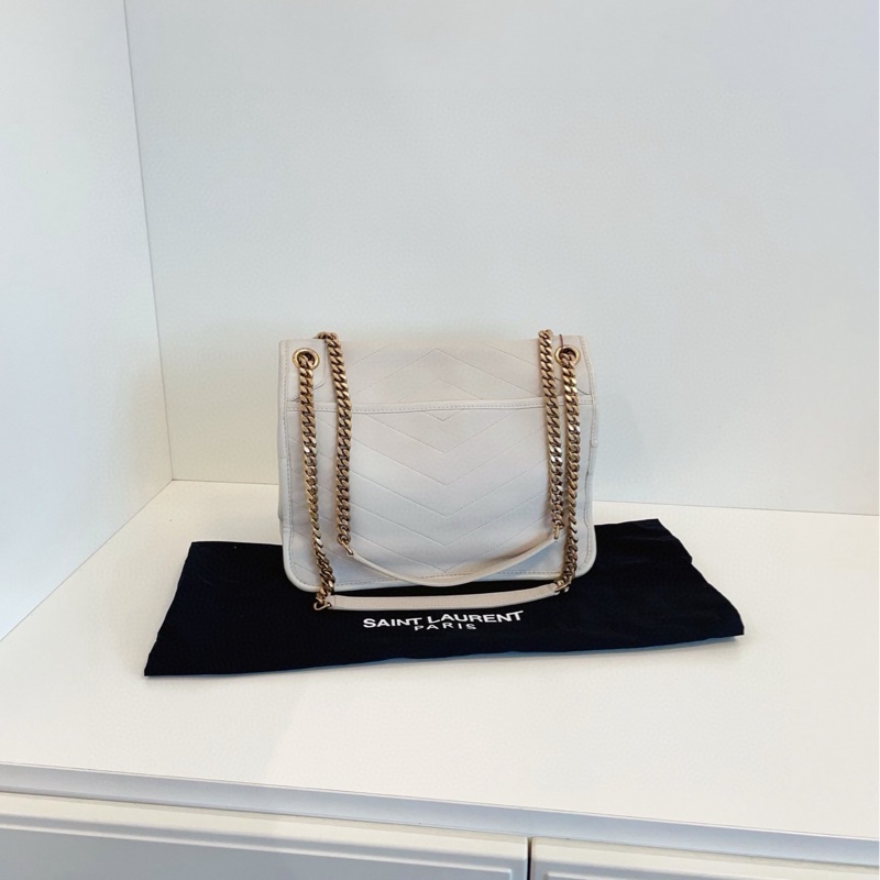 【98新🆕】YSL 白色V紋 Niki Bag中號 單肩包-0