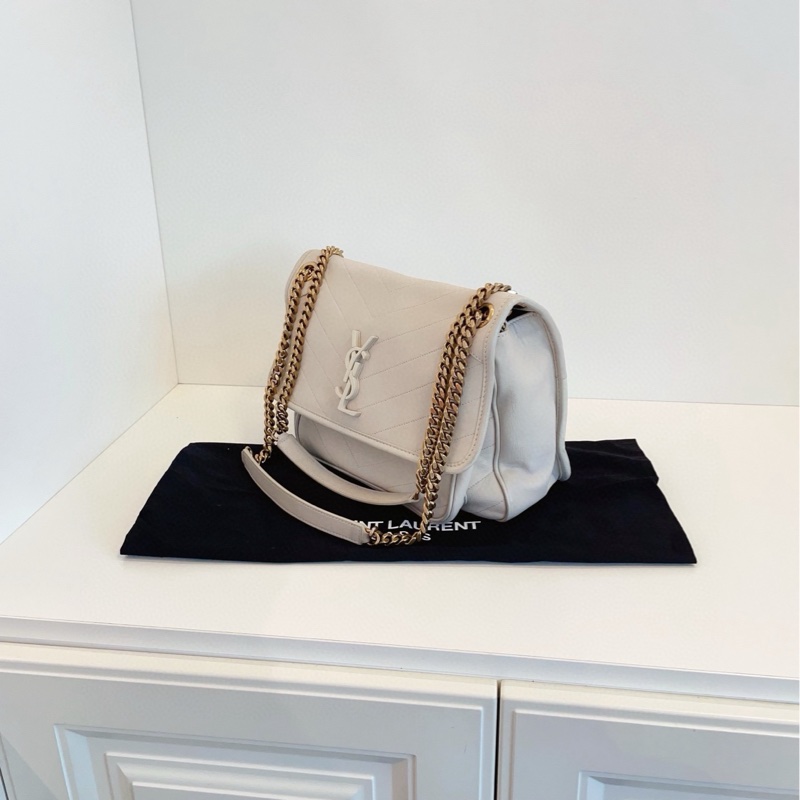 【98新🆕】YSL 白色V紋 Niki Bag中號 單肩包-2