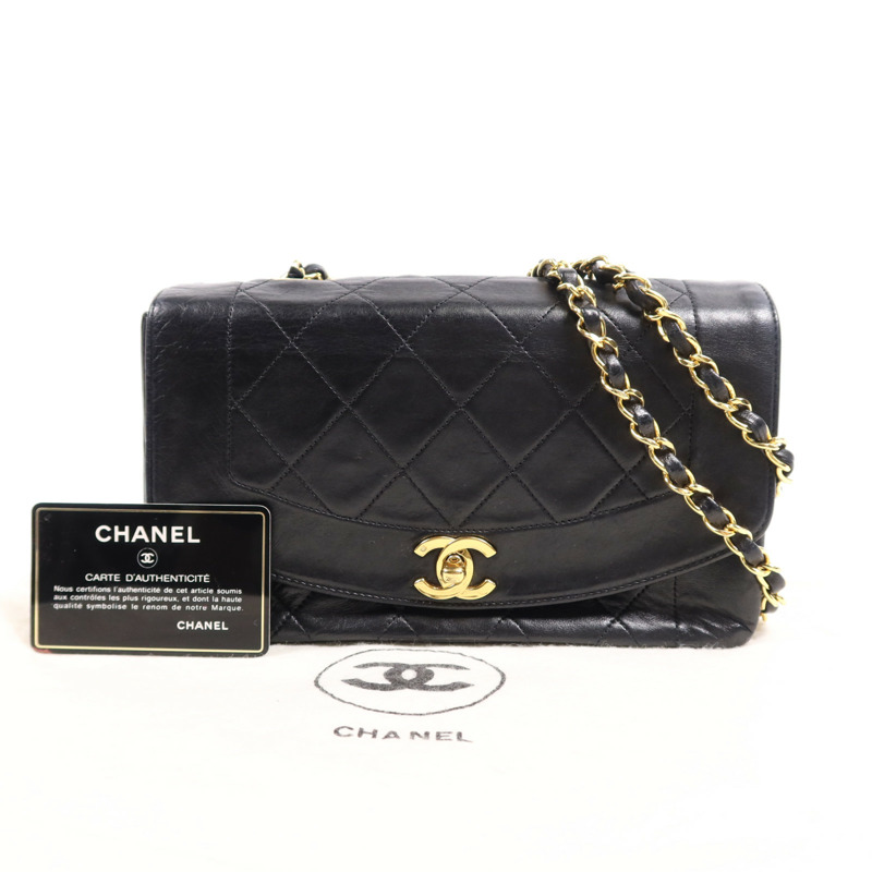 CHANEL 羊皮皮革Diana Chain Shoulder Bag金扣鏈帶肩背袋-5