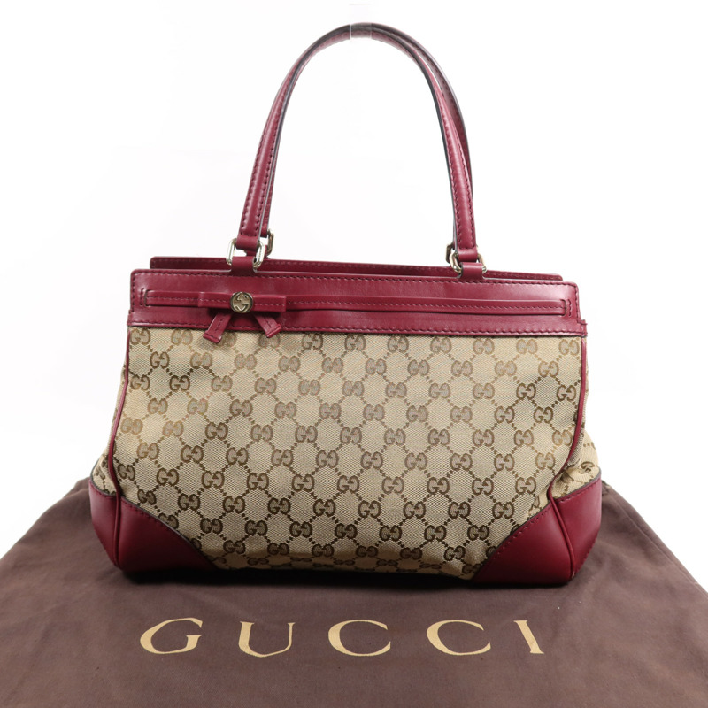 GUCCI 帆布Shoulder Bag金扣手挽袋-8