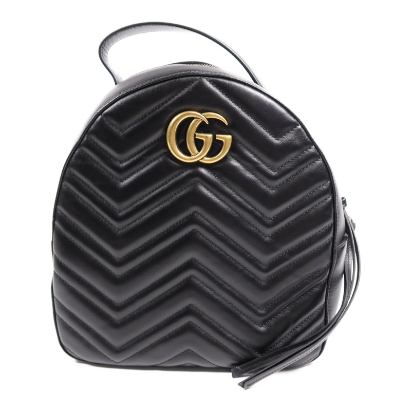GUCCI 牛皮皮革GG Marmont Backpack金扣背包-0