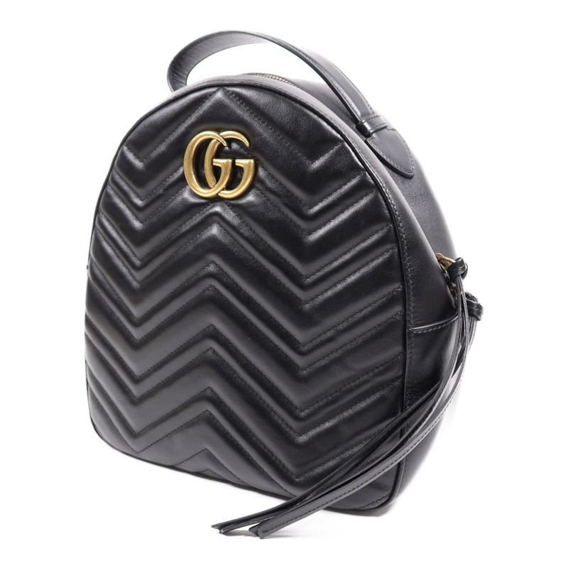 GUCCI 牛皮皮革GG Marmont Backpack金扣背包-2