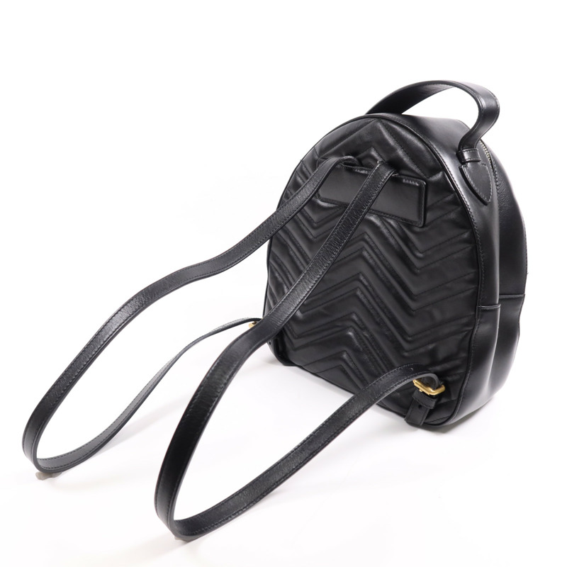 GUCCI 牛皮皮革GG Marmont Backpack金扣背包-4
