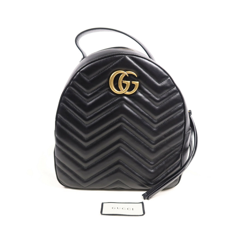 GUCCI 牛皮皮革GG Marmont Backpack金扣背包-5