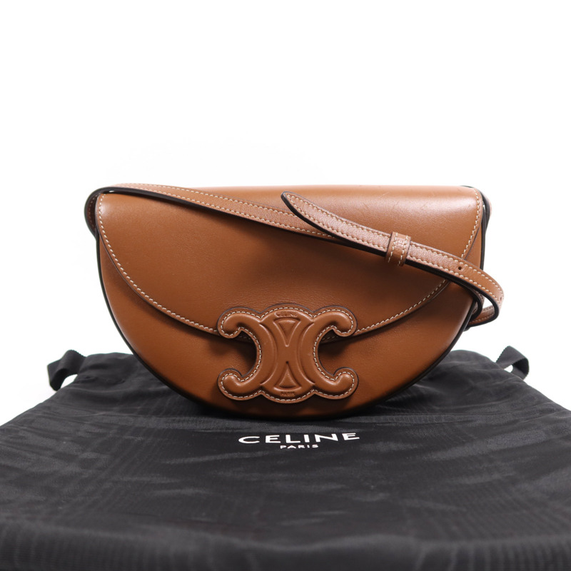 CELINE 牛皮皮革Besace Cuir金扣肩背袋-7