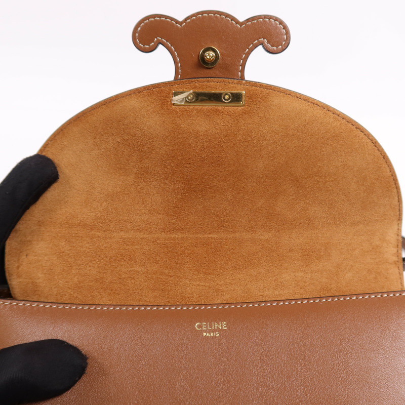 CELINE 牛皮皮革Besace Cuir金扣肩背袋-15