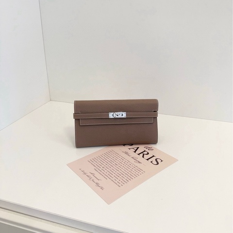 【98新🆕】Hermes 大象灰🐘銀扣 Kelly long 長錢包  斜挎包