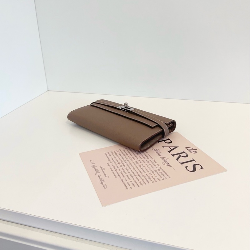 【98新🆕】Hermes 大象灰🐘銀扣 Kelly long 長錢包  斜挎包-4