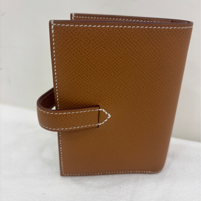 Hermes 愛馬仕 New H Passant短皮夾 Epsom 金棕銀扣 短皮夾 W刻-6