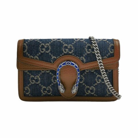 Gucci Dionysus酒神包超迷你牛皮牛仔布丹寧老花雙虎頭搭扣斜挎包單肩包