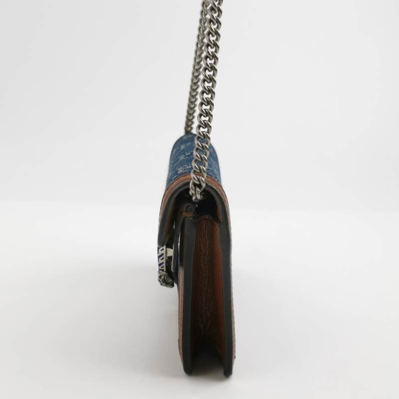 Gucci Dionysus酒神包超迷你牛皮牛仔布丹寧老花雙虎頭搭扣斜挎包單肩包-2