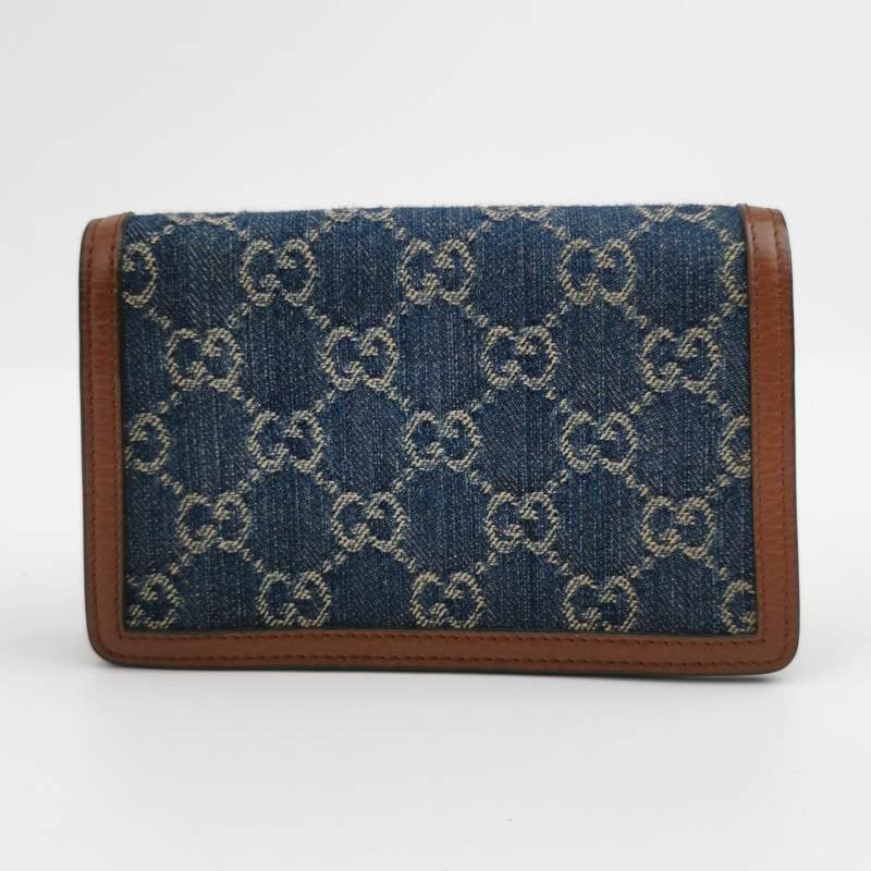 Gucci Dionysus酒神包超迷你牛皮牛仔布丹寧老花雙虎頭搭扣斜挎包單肩包-4