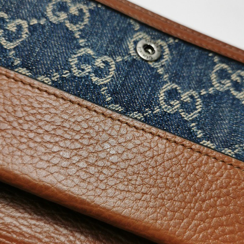 Gucci Dionysus酒神包超迷你牛皮牛仔布丹寧老花雙虎頭搭扣斜挎包單肩包-9