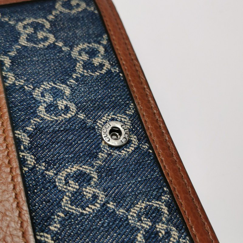 Gucci Dionysus酒神包超迷你牛皮牛仔布丹寧老花雙虎頭搭扣斜挎包單肩包-11