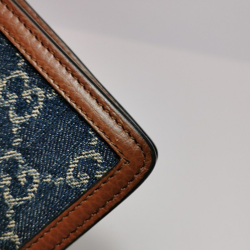 Gucci Dionysus酒神包超迷你牛皮牛仔布丹寧老花雙虎頭搭扣斜挎包單肩包-13