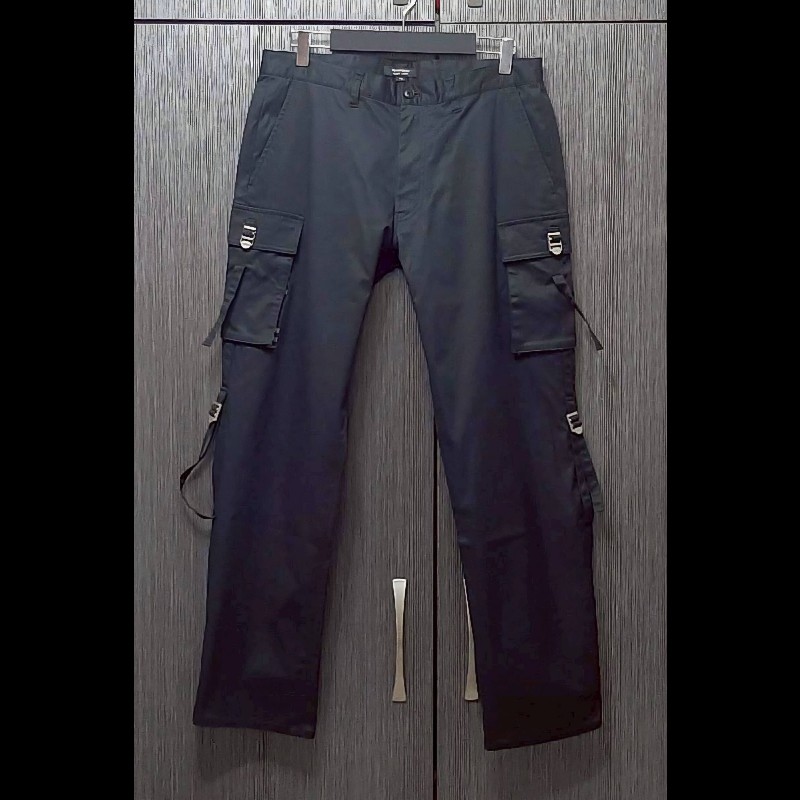 絕版BURBERRY 博柏利 BLACK LABEL 黑標 男黑色多口袋工裝彈性休閒長褲79號-0