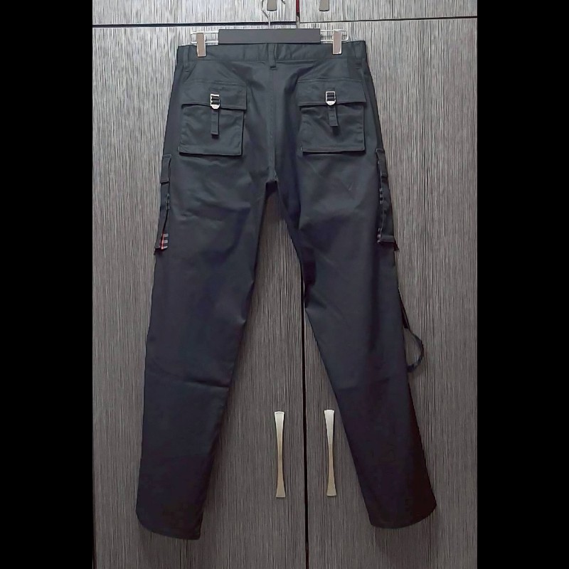 絕版BURBERRY 博柏利 BLACK LABEL 黑標 男黑色多口袋工裝彈性休閒長褲79號-1