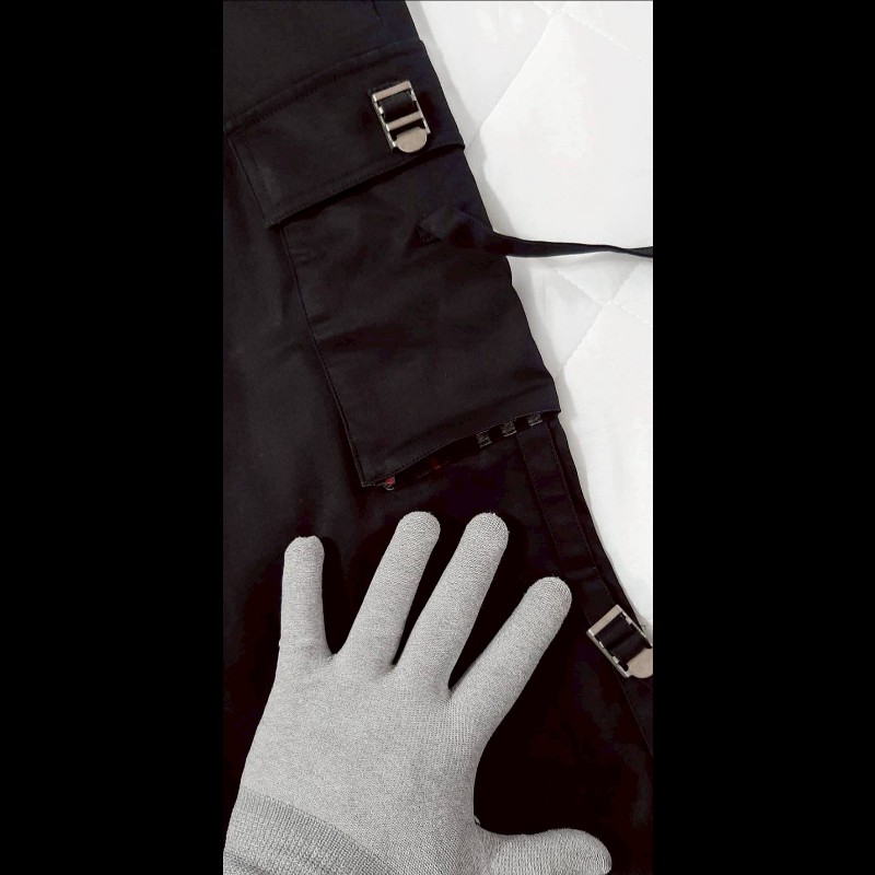 絕版BURBERRY 博柏利 BLACK LABEL 黑標 男黑色多口袋工裝彈性休閒長褲79號-4