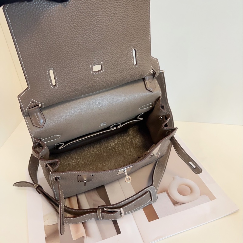 【98新🆕】Hermes吉普賽Jypsiere28 大象灰銀扣 手提包 斜挎包 單肩包-6