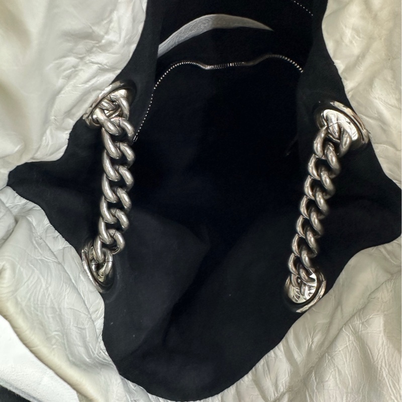 Balenciaga巴黎世家 CRUSH白色垃圾袋 雙鏈 霧面小牛皮 手提斜挎單肩包-7