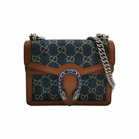 Gucci Dionysus酒神包迷你牛皮帆布丹寧老花雙虎頭搭扣單肩包