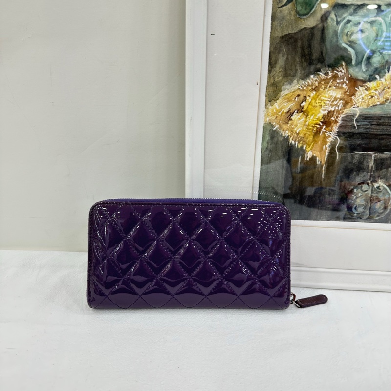 Chanel 漆皮對折長皮夾 22開-2