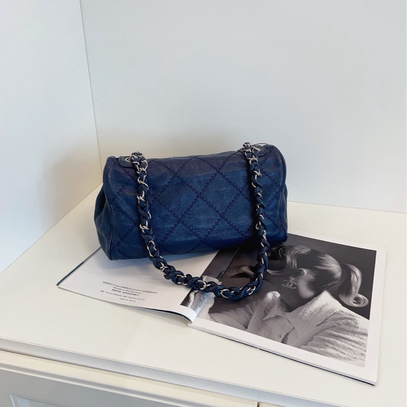 【98新🆕】Chanel 深藏藍銀扣 外縫線 霧面牛皮 CF 鏈條包 單肩包-1