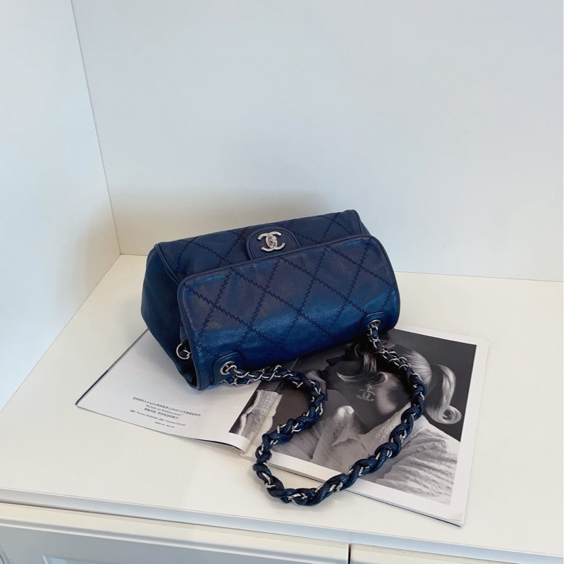 【98新🆕】Chanel 深藏藍銀扣 外縫線 霧面牛皮 CF 鏈條包 單肩包-4