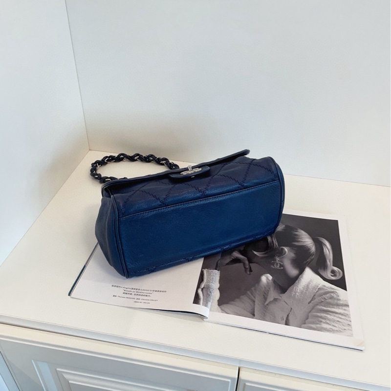 【98新🆕】Chanel 深藏藍銀扣 外縫線 霧面牛皮 CF 鏈條包 單肩包-5