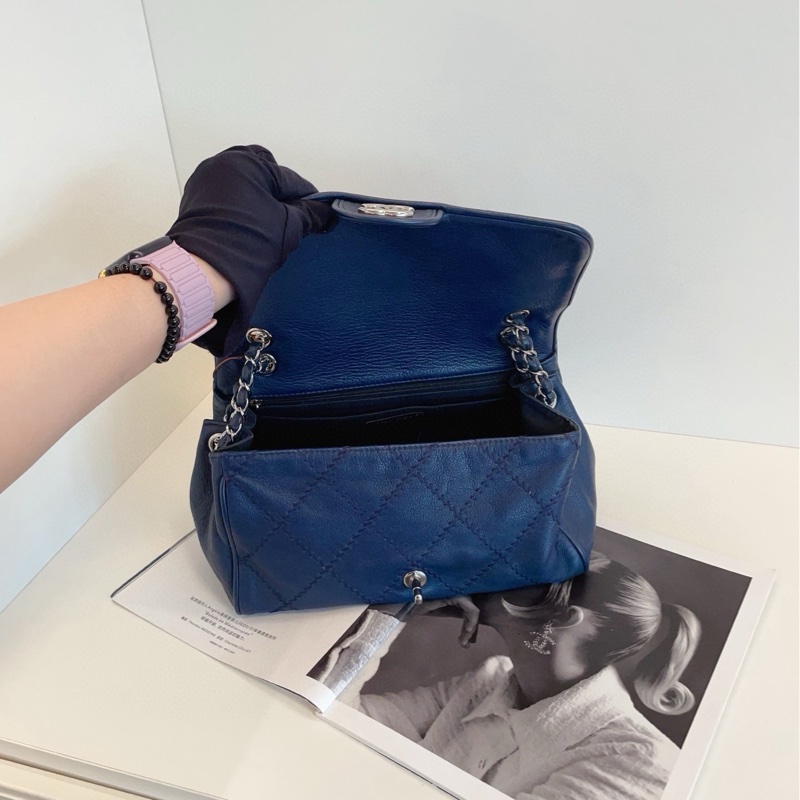 【98新🆕】Chanel 深藏藍銀扣 外縫線 霧面牛皮 CF 鏈條包 單肩包-7