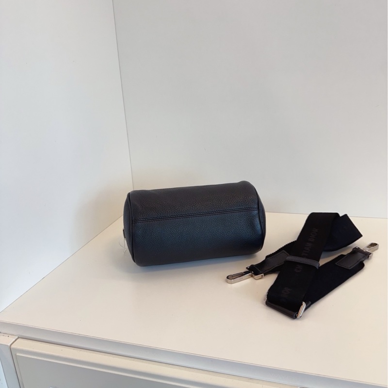 【98新🆕】Dior 黑色荔枝皮浮雕大logo Roller圓筒包 斜挎包 單肩包-3