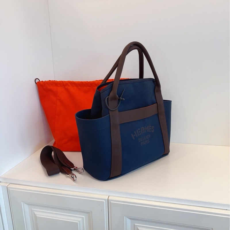 【99新🆕】Hermes 午夜藍拼烏木色 內里橙色內膽 馬術包手提包 斜挎包 單肩包-1