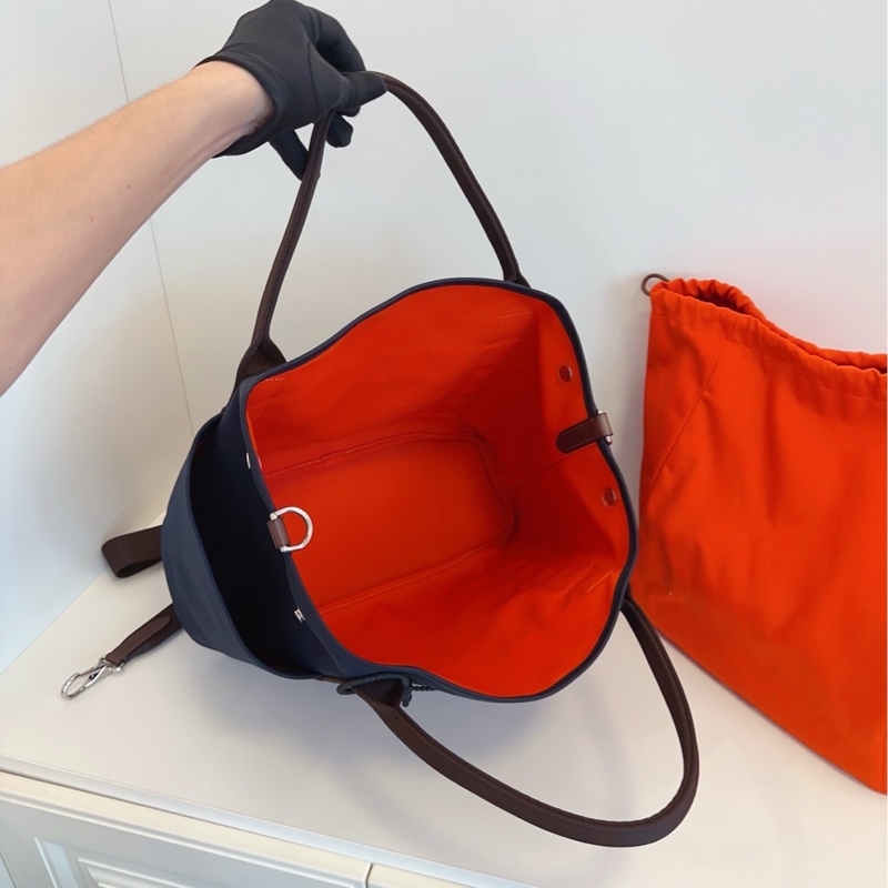 【99新🆕】Hermes 午夜藍拼烏木色 內里橙色內膽 馬術包手提包 斜挎包 單肩包-6