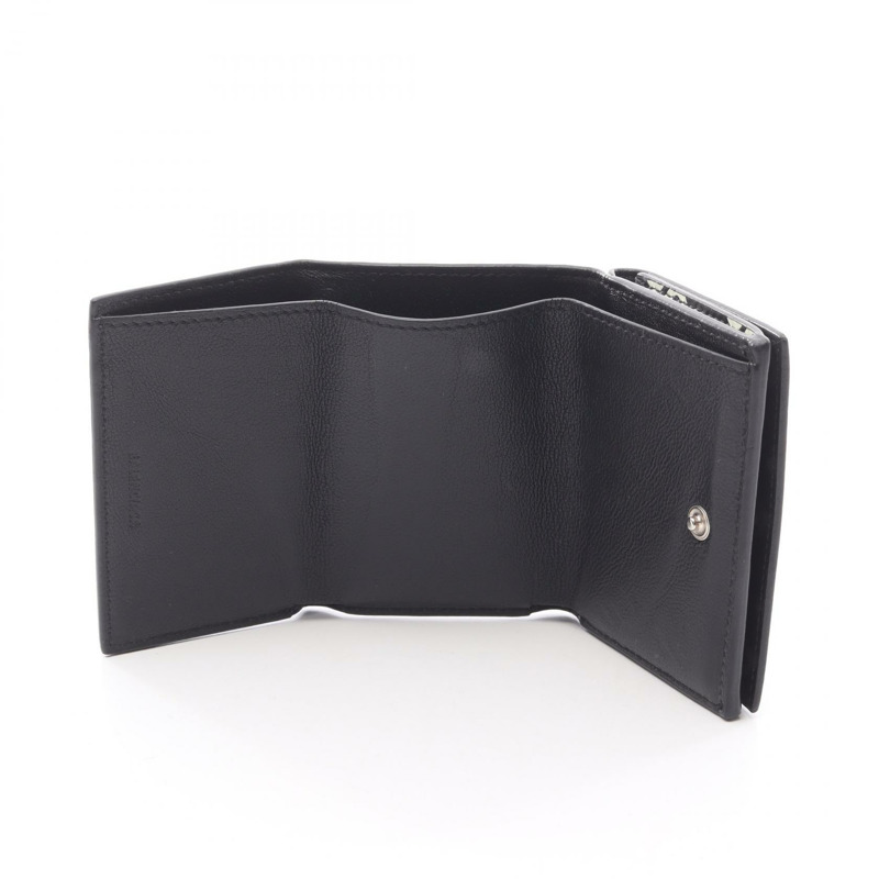 BALENCIAGA Cash Mini 三折皮夾 594312 皮革 黑色 白色 二手 男女通用-2