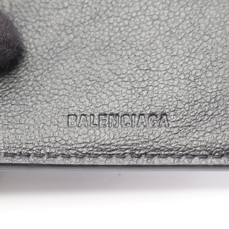 BALENCIAGA Cash Mini 三折皮夾 594312 皮革 黑色 白色 二手 男女通用-4
