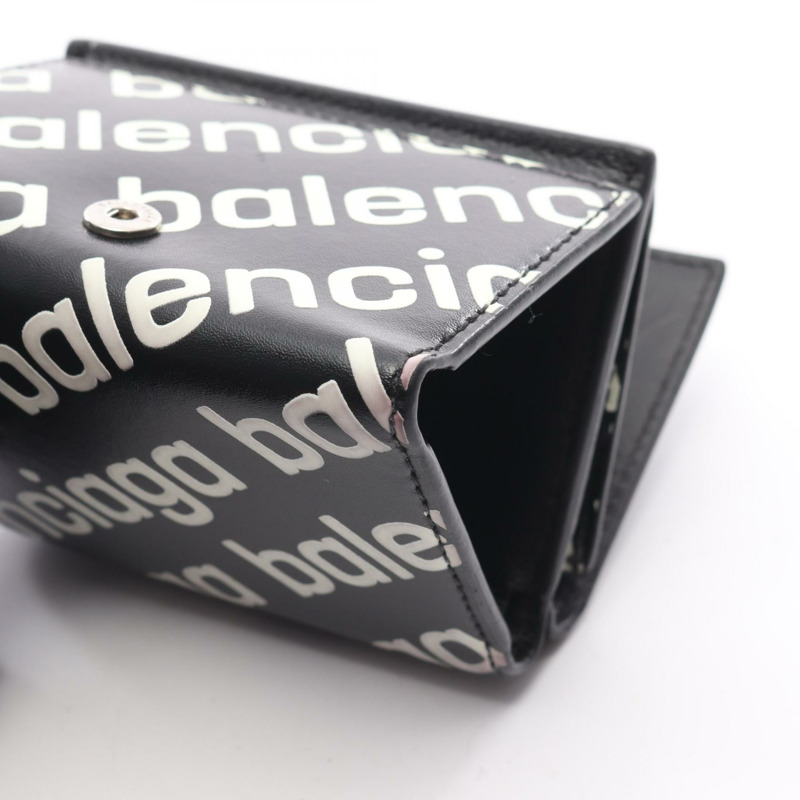 BALENCIAGA Cash Mini 三折皮夾 594312 皮革 黑色 白色 二手 男女通用-5