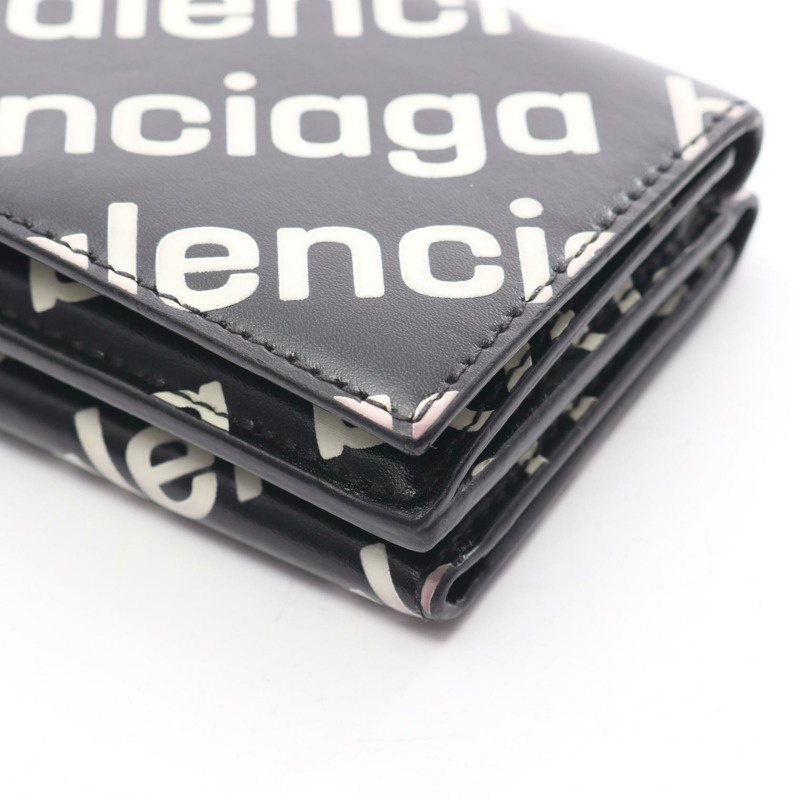 BALENCIAGA Cash Mini 三折皮夾 594312 皮革 黑色 白色 二手 男女通用-6