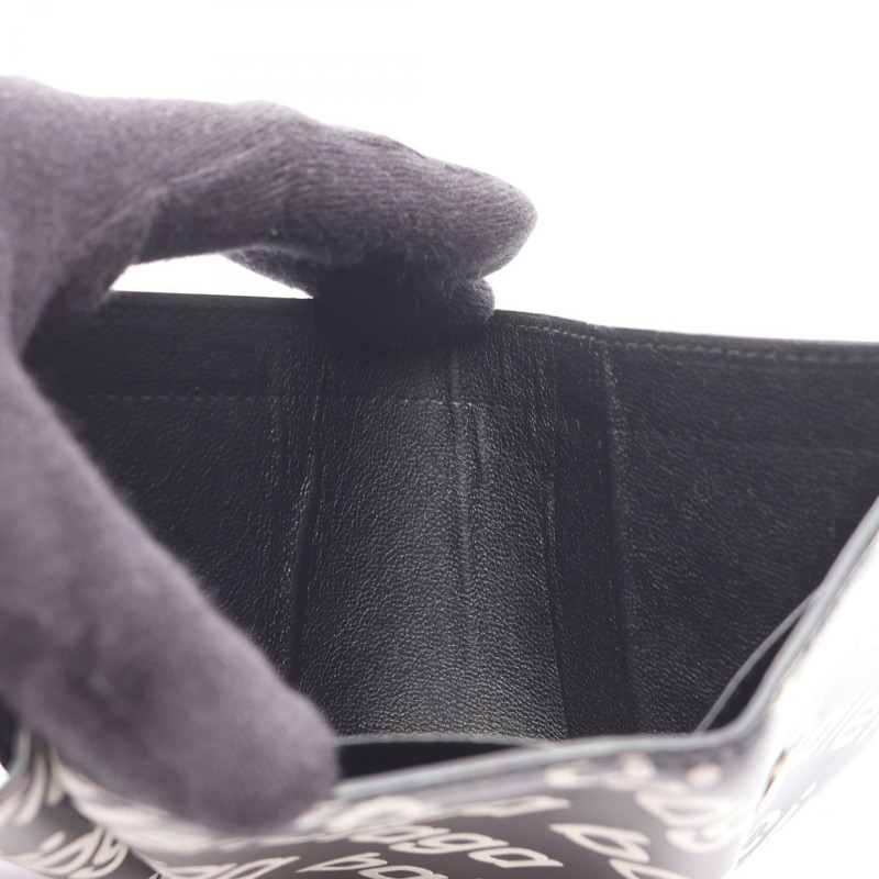 BALENCIAGA Cash Mini 三折皮夾 594312 皮革 黑色 白色 二手 男女通用-12