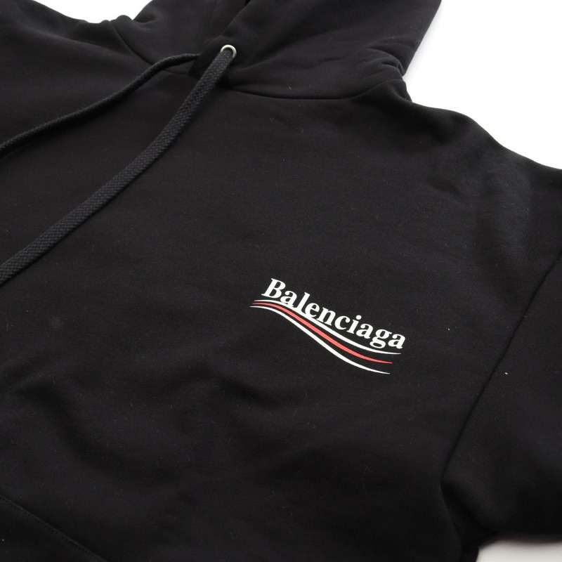 BALENCIAGA Campaign Logo Hoodie 556145 純棉 黑色 #XS 二手男款-6