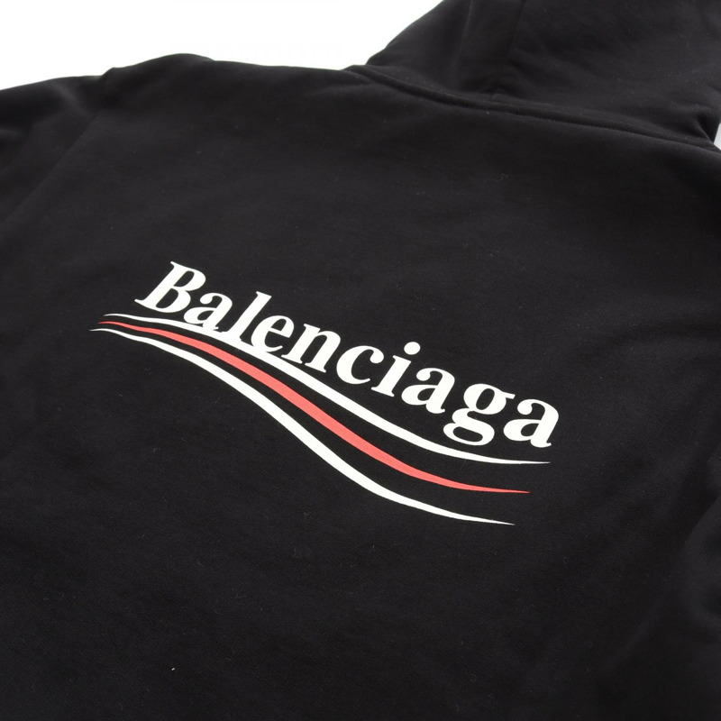 BALENCIAGA Campaign Logo Hoodie 556145 純棉 黑色 #XS 二手男款-7