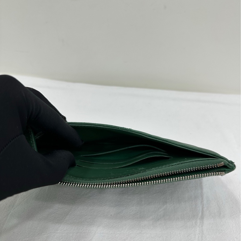 Chanel/香奈兒 28開 菱格飽滿綠色拉鍊卡包錢包-4