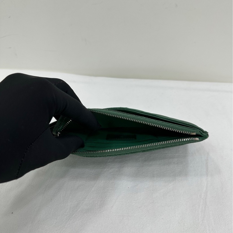 Chanel/香奈兒 28開 菱格飽滿綠色拉鍊卡包錢包-5
