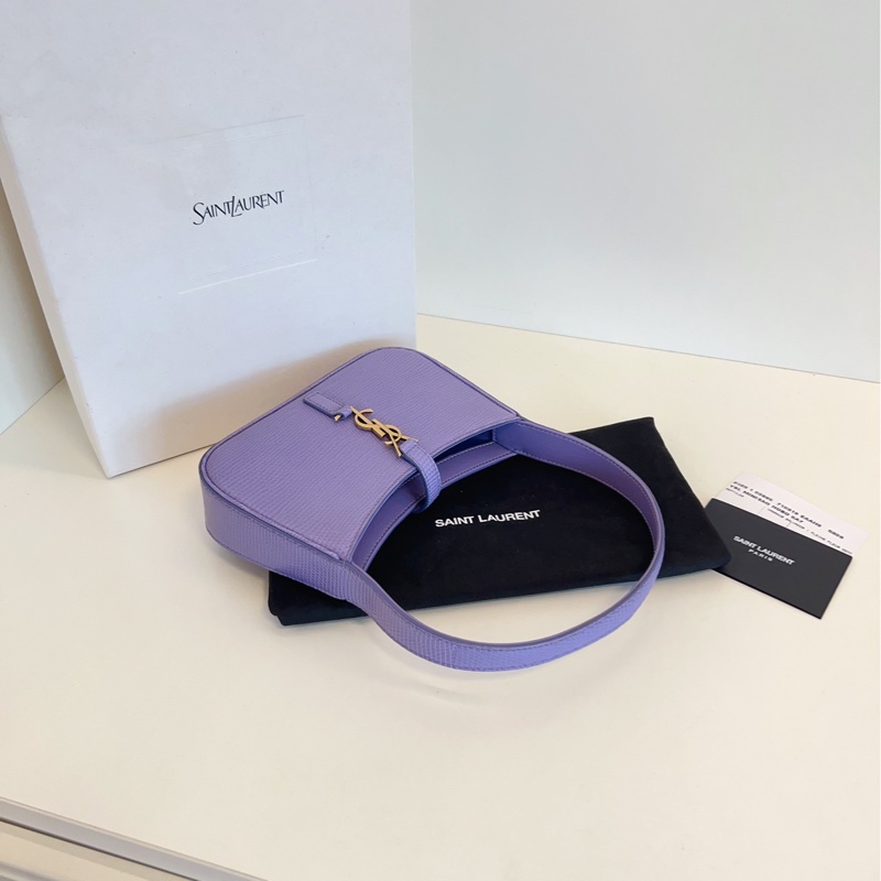 【閒置全套🆕】YSL Le5a7稀有蜥蜴皮金勾mini Hobo腋下包 絕美星黛露紫 單肩包-3