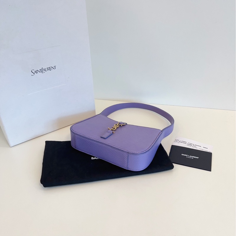 【閒置全套🆕】YSL Le5a7稀有蜥蜴皮金勾mini Hobo腋下包 絕美星黛露紫 單肩包-4