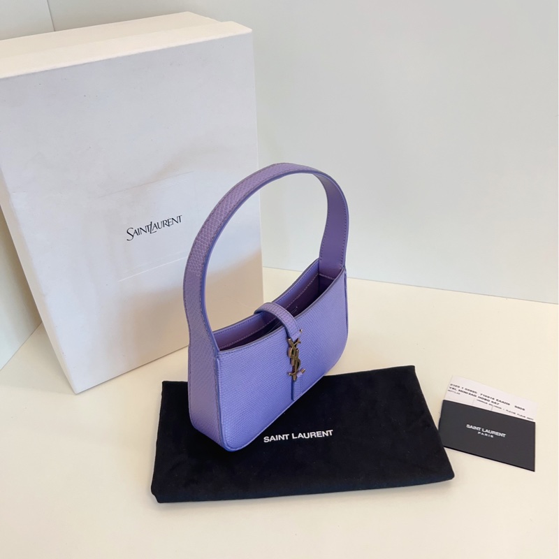 【閒置全套🆕】YSL Le5a7稀有蜥蜴皮金勾mini Hobo腋下包 絕美星黛露紫 單肩包-5