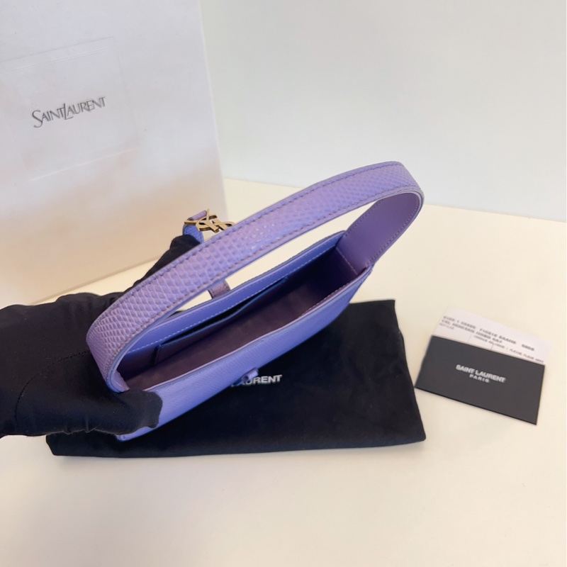 【閒置全套🆕】YSL Le5a7稀有蜥蜴皮金勾mini Hobo腋下包 絕美星黛露紫 單肩包-6