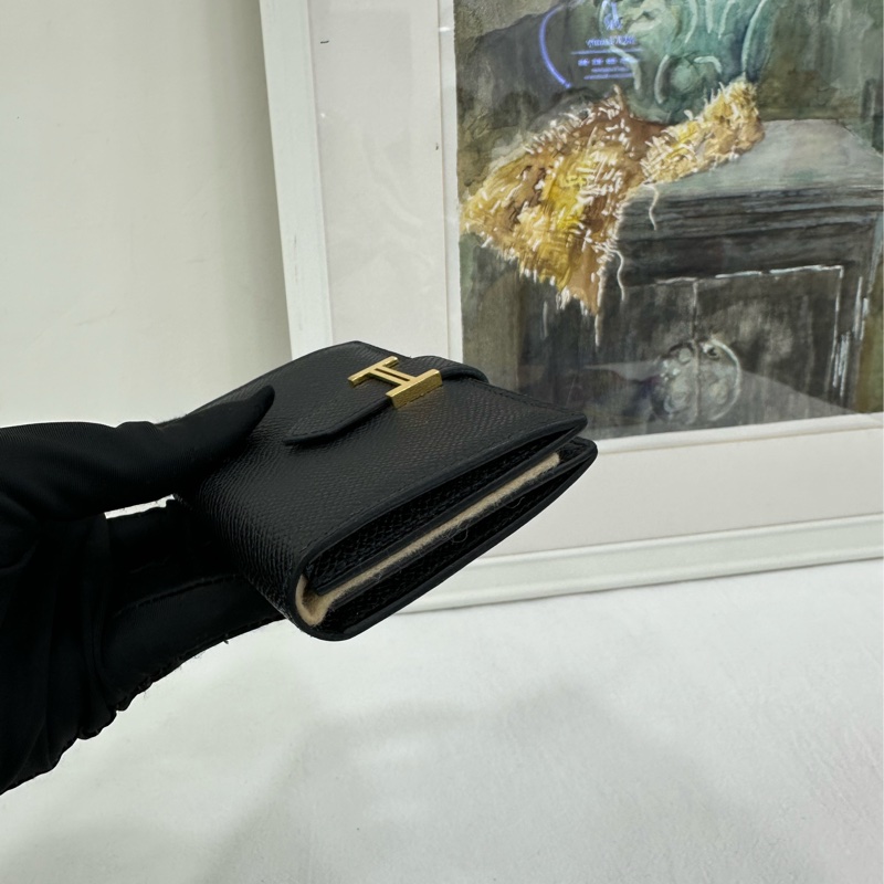 Hermes 愛馬仕Bearn卡包 零錢包 黑金 B刻-2