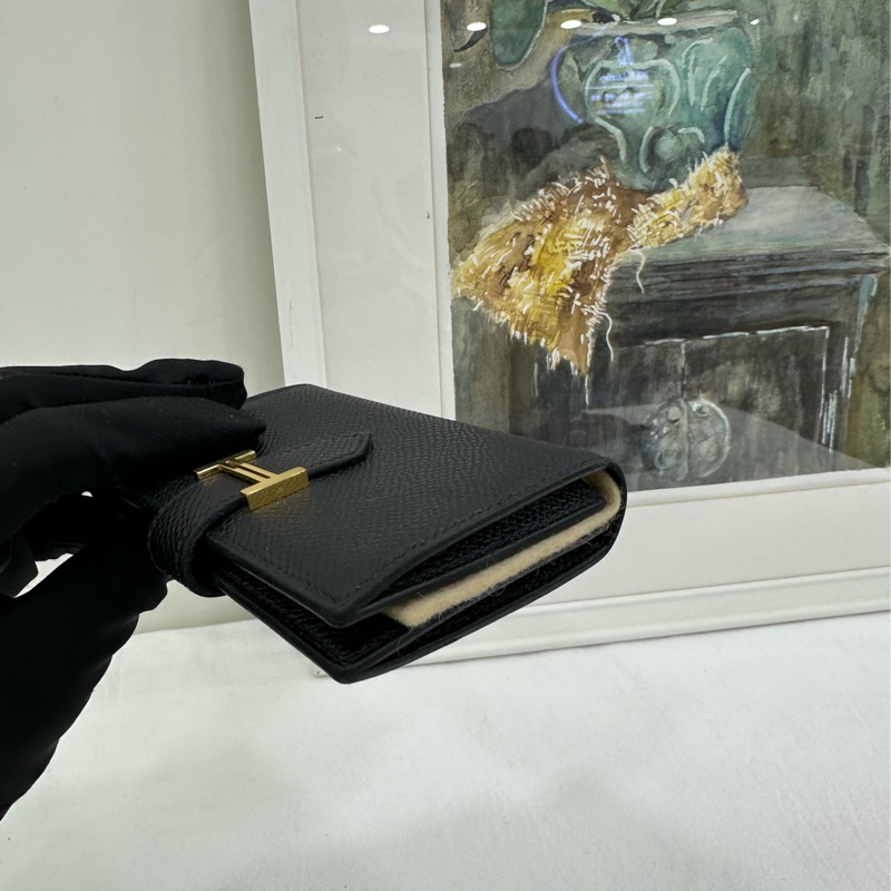 Hermes 愛馬仕Bearn卡包 零錢包 黑金 B刻-4