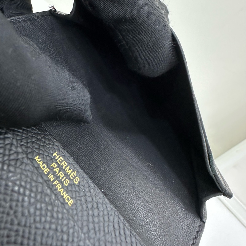 Hermes 愛馬仕Bearn卡包 零錢包 黑金 B刻-6